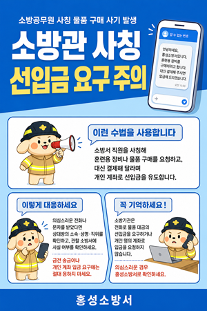 홍성소방서, 소방공무원 사칭 물품 구매 사기 주의 당부 기사 이미지
